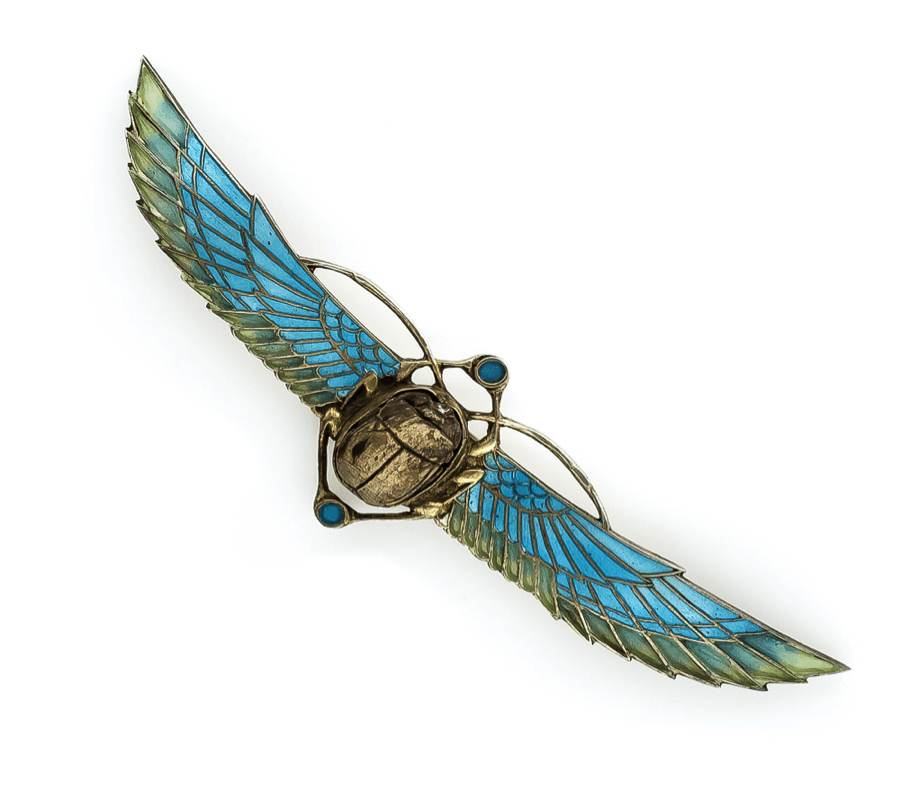 Art Nouveau Egyptian motif scarab beetle pin 