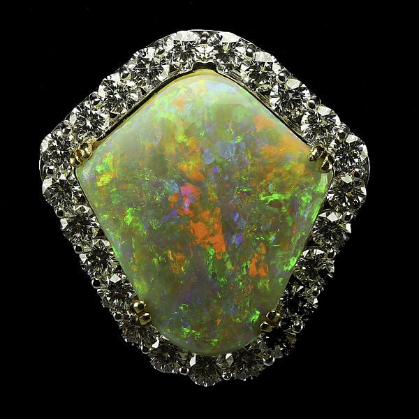 Rainbow Shield Mintabie Opal Pendant