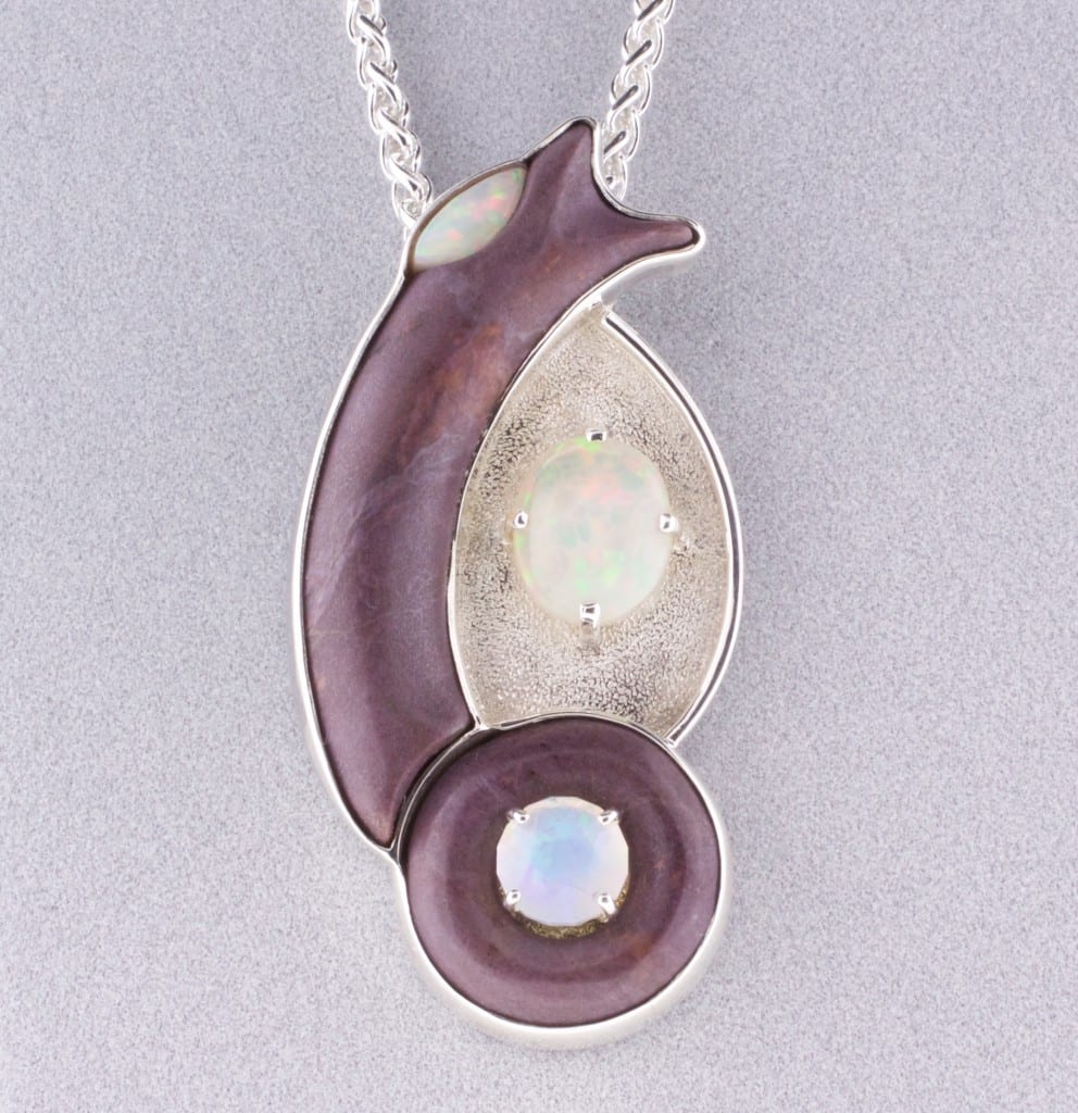 Silver, Opal, and Turkish Purple Jade Pendant - Designed by Michael Oros