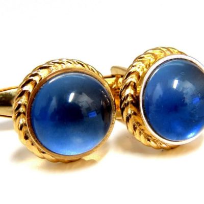 gold cufflinks with synthetic safiras