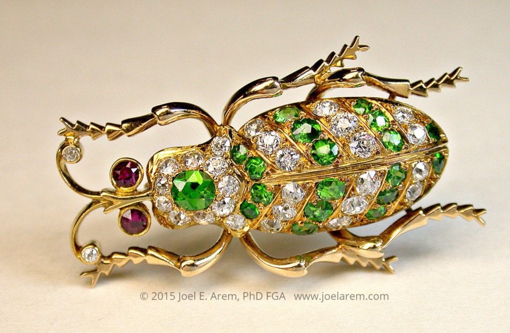 Antique demantoid beetle pin