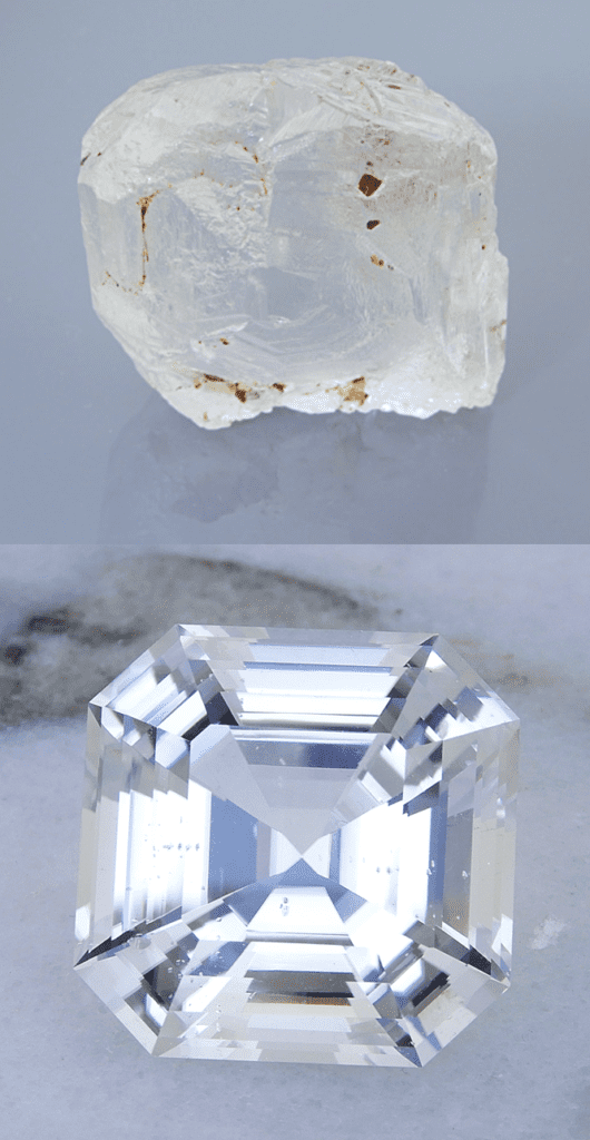 phenakite - rough and finished