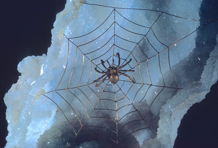 gold spiderweb and calcite