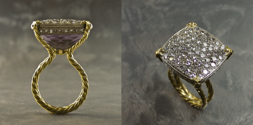 amethyst buying guide - amethyst and diamond ring