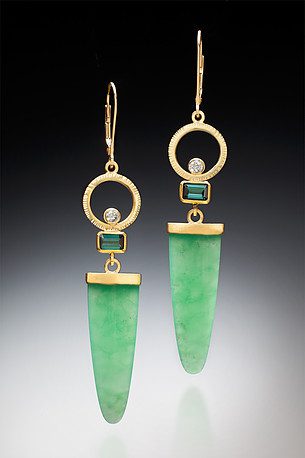 chrysoprase buying guide - chrysoprase and tourmaline earrings