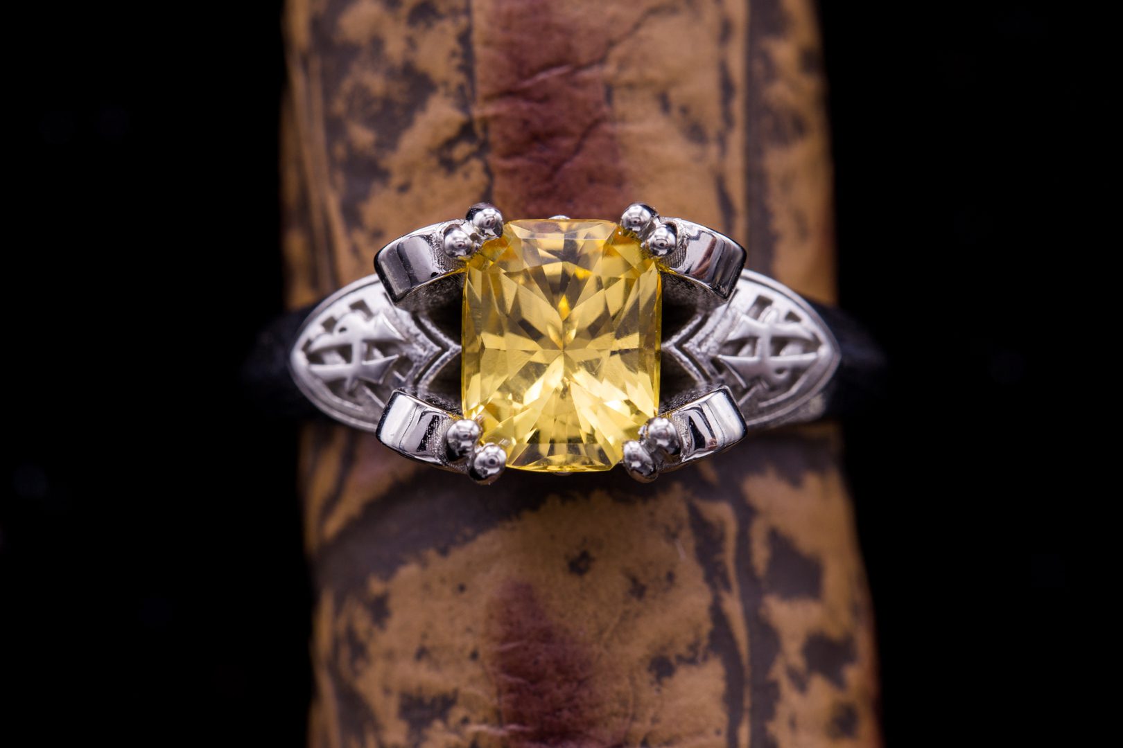 light yellow stone ring