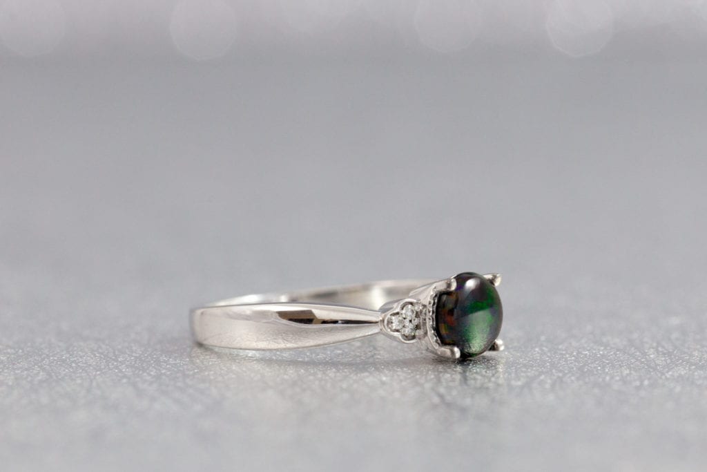 black opal wedding rings