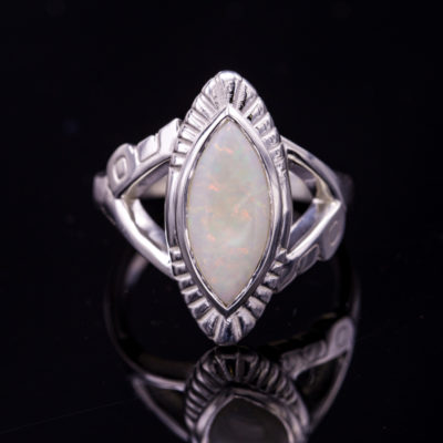 Art Deco opal ring - opal engagement ring stone