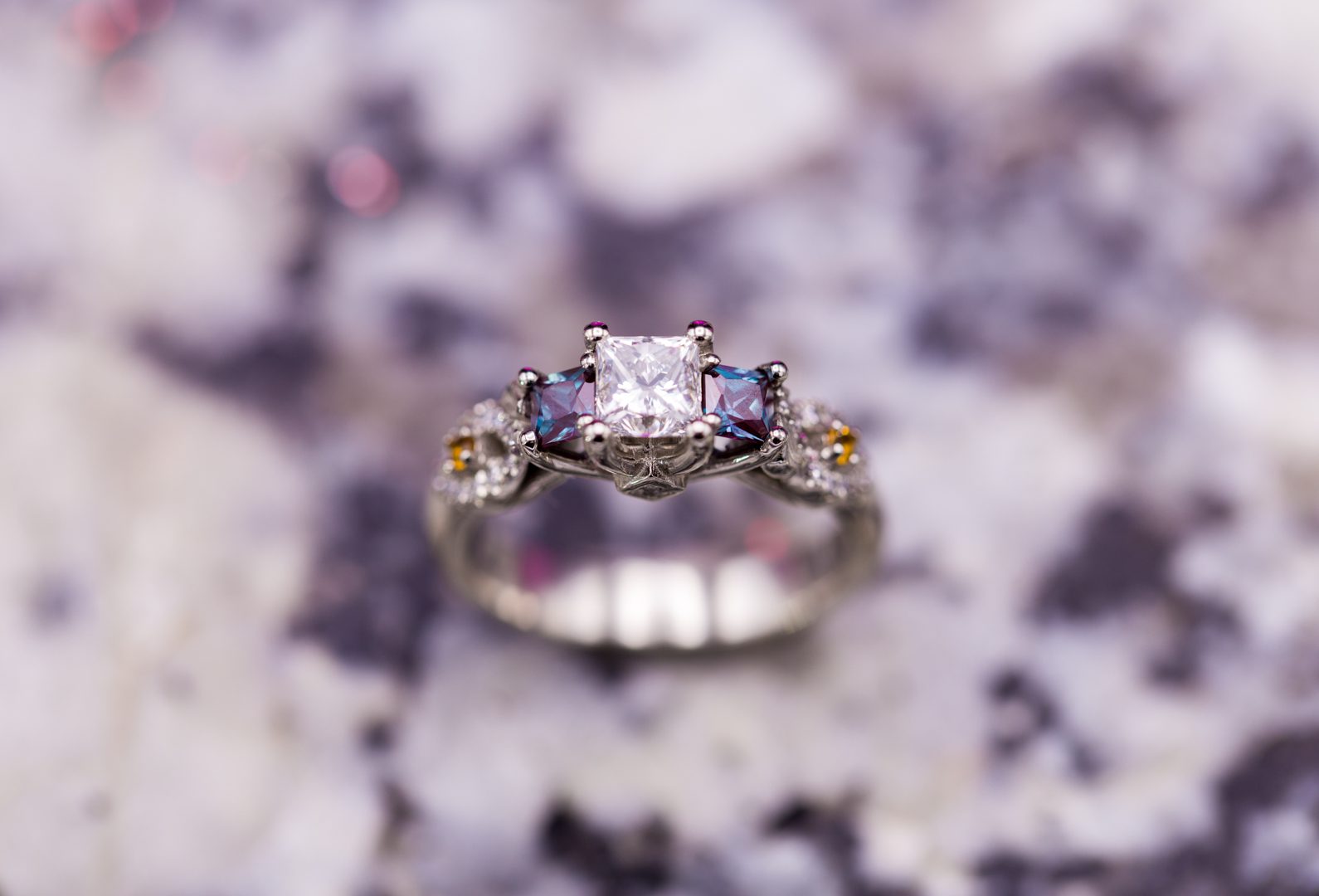 princess-cut diamonds - vintage inspired engagement ring
