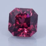 Finished version of Brilliant Square Cut Rhodolite Garnet