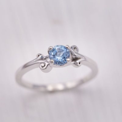 aquamarine solitaire with filigree - engagement ring setting