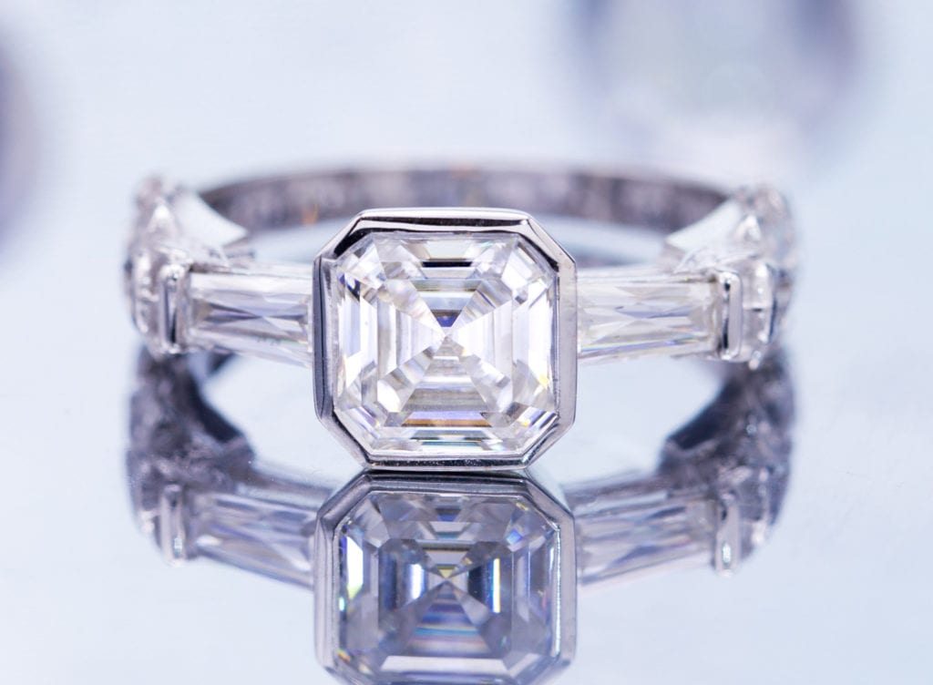bezel set asscher diamond - engagement ring setting