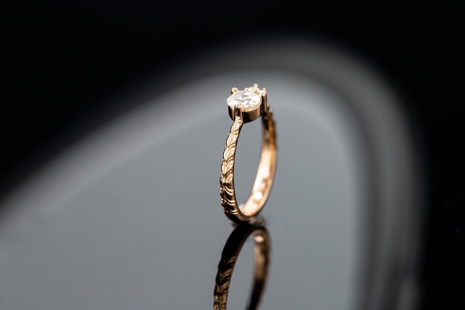 engraved band - engagement ring setting