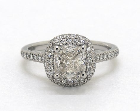 1.72 carat Cushion Modified cut Halo engagement ring in Platinum James Allen