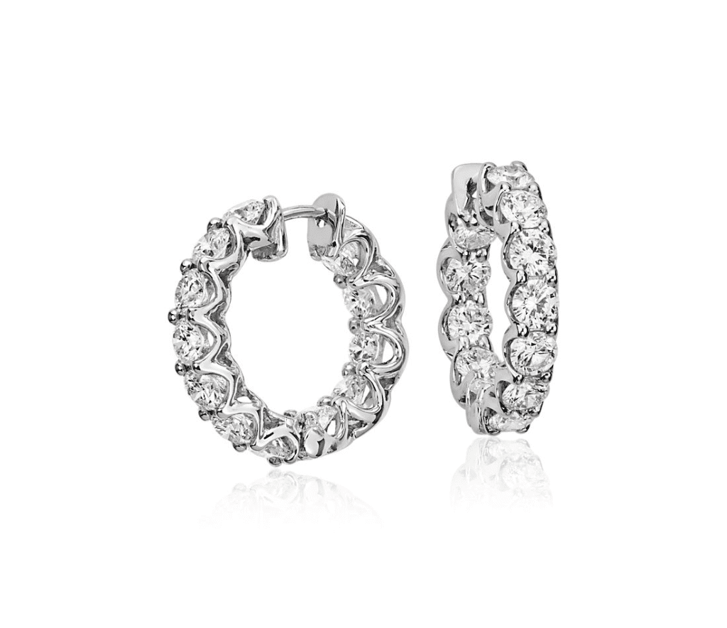 Diamond Eternity Hoop Earrings in 18k White Gold