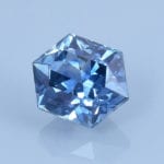 Finished version of Custom Elongated Hexagon Cut Sapphire