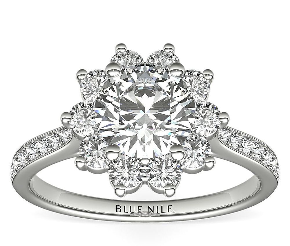 Starburst Floral Diamond Halo Engagement Ring Blue Nile