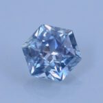 Finished version of Custom Hexagon Cut Sapphire