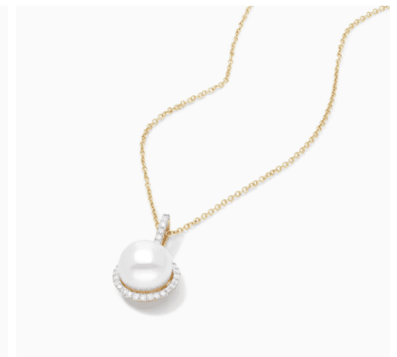 14K Yellow Gold Cultured Akoya Pearl And Diamond Halo Drop Necklace James Allen