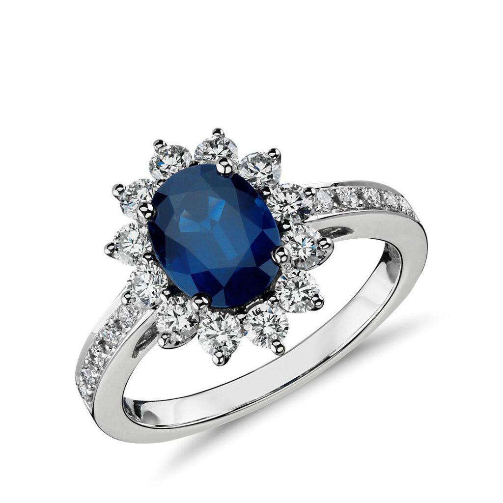 Oval Sapphire and Diamond Halo Ring Blue Nile