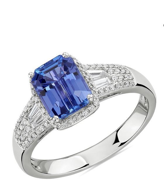 Emerald Cut Tanzanite Ring Blue NIle