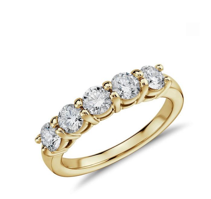 Eternal Five Stone Diamond Ring in 14k Yellow Gold Blue Nile